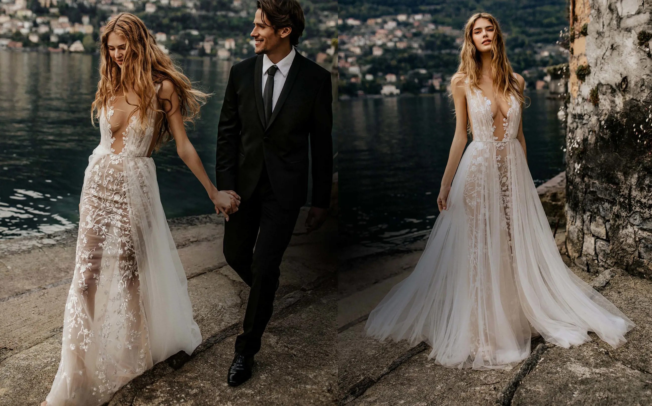 Brunette in an exclusive bridal dress