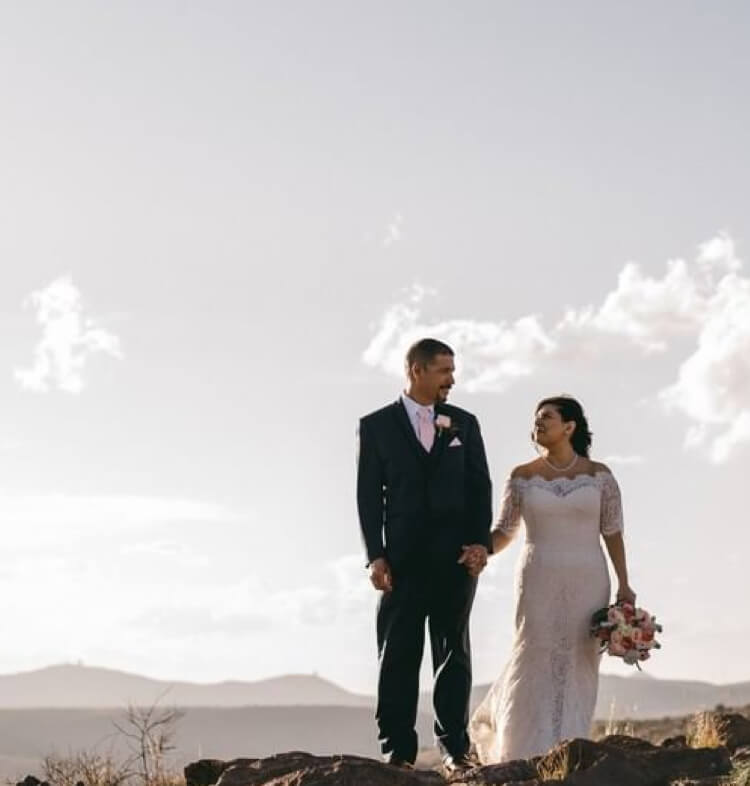 Bride and Groom in mountains