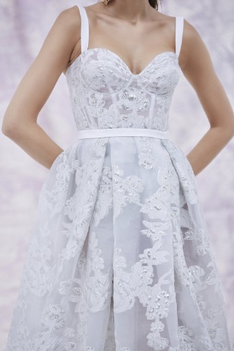 Savin London Style Aisha Dress Lined #5 Gold/Ivory thumbnail